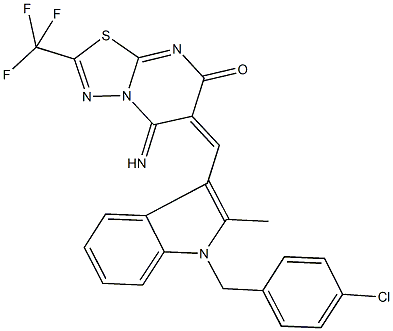 6-{[1-(4-chlorobenzyl)-2-methyl-1H-indol-3-yl]methylene}-5-imino-2-(trifluoromethyl)-5,6-dihydro-7H-[1,3,4]thiadiazolo[3,2-a]pyrimidin-7-one Structure