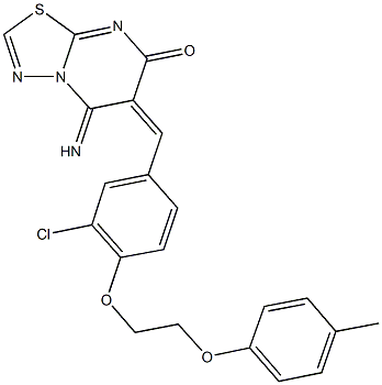 6-{3-chloro-4-[2-(4-methylphenoxy)ethoxy]benzylidene}-5-imino-5,6-dihydro-7H-[1,3,4]thiadiazolo[3,2-a]pyrimidin-7-one 구조식 이미지