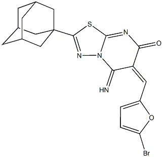 2-(1-adamantyl)-6-[(5-bromo-2-furyl)methylene]-5-imino-5,6-dihydro-7H-[1,3,4]thiadiazolo[3,2-a]pyrimidin-7-one 구조식 이미지