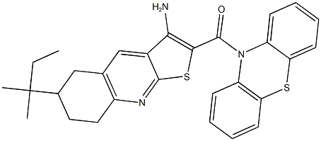 6-tert-pentyl-2-(10H-phenothiazin-10-ylcarbonyl)-5,6,7,8-tetrahydrothieno[2,3-b]quinolin-3-amine 구조식 이미지