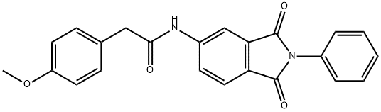 N-(1,3-dioxo-2-phenyl-2,3-dihydro-1H-isoindol-5-yl)-2-(4-methoxyphenyl)acetamide 구조식 이미지