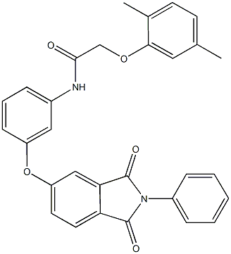 2-(2,5-dimethylphenoxy)-N-{3-[(1,3-dioxo-2-phenyl-2,3-dihydro-1H-isoindol-5-yl)oxy]phenyl}acetamide 구조식 이미지