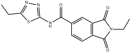 2-ethyl-N-(5-ethyl-1,3,4-thiadiazol-2-yl)-1,3-dioxo-5-isoindolinecarboxamide 구조식 이미지