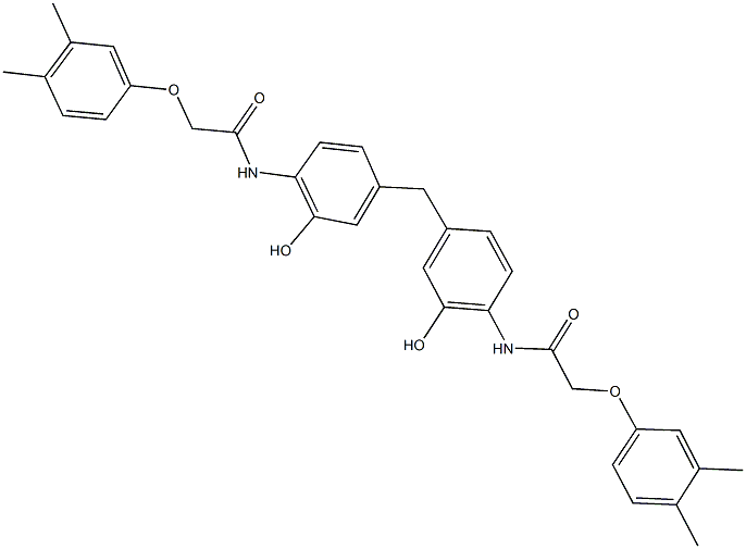 2-(3,4-dimethylphenoxy)-N-[4-(4-{[(3,4-dimethylphenoxy)acetyl]amino}-3-hydroxybenzyl)-2-hydroxyphenyl]acetamide 구조식 이미지
