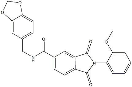 N-(1,3-benzodioxol-5-ylmethyl)-2-(2-methoxyphenyl)-1,3-dioxo-5-isoindolinecarboxamide 구조식 이미지