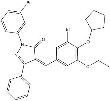 4-[3-bromo-4-(cyclopentyloxy)-5-ethoxybenzylidene]-2-(3-bromophenyl)-5-phenyl-2,4-dihydro-3H-pyrazol-3-one 구조식 이미지