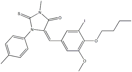 5-(4-butoxy-3-iodo-5-methoxybenzylidene)-3-methyl-1-(4-methylphenyl)-2-thioxo-4-imidazolidinone Structure