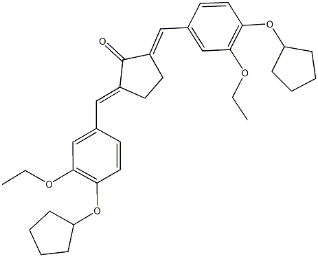 2,5-bis[4-(cyclopentyloxy)-3-ethoxybenzylidene]cyclopentanone 구조식 이미지