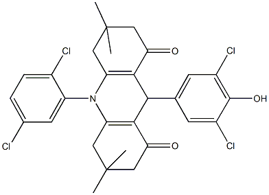 9-(3,5-dichloro-4-hydroxyphenyl)-10-(2,5-dichlorophenyl)-3,3,6,6-tetramethyl-3,4,6,7,9,10-hexahydro-1,8(2H,5H)-acridinedione 구조식 이미지