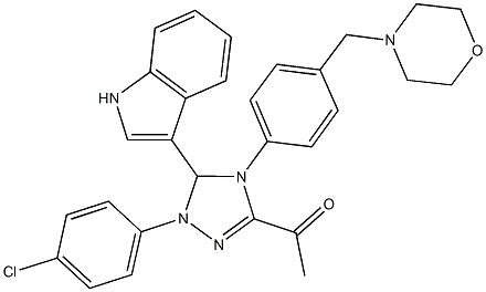 1-{1-(4-chlorophenyl)-5-(1H-indol-3-yl)-4-[4-(4-morpholinylmethyl)phenyl]-4,5-dihydro-1H-1,2,4-triazol-3-yl}ethanone Structure