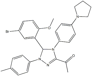 1-{5-(5-bromo-2-methoxyphenyl)-1-(4-methylphenyl)-4-[4-(1-pyrrolidinyl)phenyl]-4,5-dihydro-1H-1,2,4-triazol-3-yl}ethanone Structure