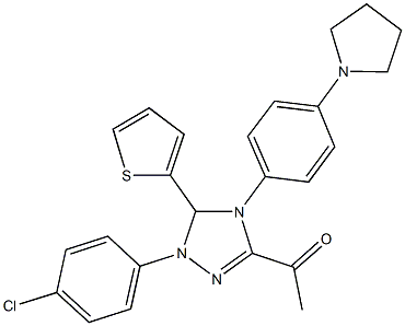 1-[1-(4-chlorophenyl)-4-[4-(1-pyrrolidinyl)phenyl]-5-(2-thienyl)-4,5-dihydro-1H-1,2,4-triazol-3-yl]ethanone Structure