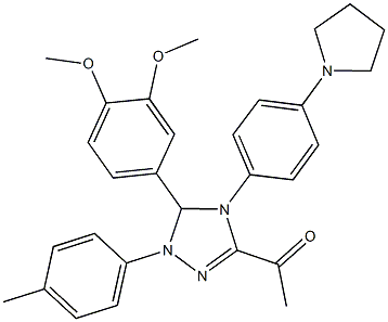 1-{5-(3,4-dimethoxyphenyl)-1-(4-methylphenyl)-4-[4-(1-pyrrolidinyl)phenyl]-4,5-dihydro-1H-1,2,4-triazol-3-yl}ethanone Structure
