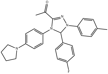 1-{5-(4-fluorophenyl)-1-(4-methylphenyl)-4-[4-(1-pyrrolidinyl)phenyl]-4,5-dihydro-1H-1,2,4-triazol-3-yl}ethanone Structure