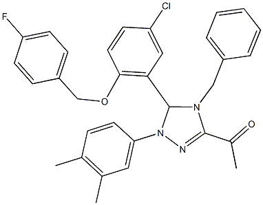1-[4-benzyl-5-{5-chloro-2-[(4-fluorobenzyl)oxy]phenyl}-1-(3,4-dimethylphenyl)-4,5-dihydro-1H-1,2,4-triazol-3-yl]ethanone Structure