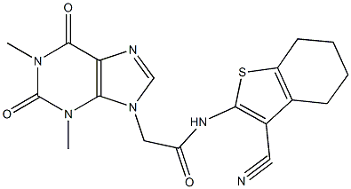 N-(3-cyano-4,5,6,7-tetrahydro-1-benzothien-2-yl)-2-(1,3-dimethyl-2,6-dioxo-1,2,3,6-tetrahydro-9H-purin-9-yl)acetamide Structure