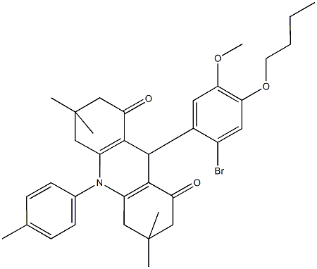 9-(2-bromo-4-butoxy-5-methoxyphenyl)-3,3,6,6-tetramethyl-10-(4-methylphenyl)-3,4,6,7,9,10-hexahydro-1,8(2H,5H)-acridinedione Structure