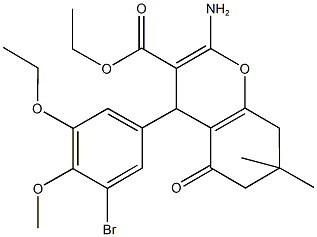 ethyl 2-amino-4-(3-bromo-5-ethoxy-4-methoxyphenyl)-7,7-dimethyl-5-oxo-5,6,7,8-tetrahydro-4H-chromene-3-carboxylate 구조식 이미지