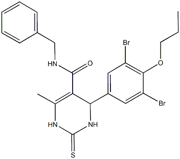 N-benzyl-4-(3,5-dibromo-4-propoxyphenyl)-6-methyl-2-thioxo-1,2,3,4-tetrahydro-5-pyrimidinecarboxamide 구조식 이미지