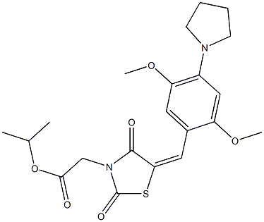 isopropyl {5-[2,5-dimethoxy-4-(1-pyrrolidinyl)benzylidene]-2,4-dioxo-1,3-thiazolidin-3-yl}acetate Structure