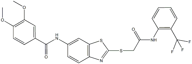 3,4-dimethoxy-N-[2-({2-oxo-2-[2-(trifluoromethyl)anilino]ethyl}sulfanyl)-1,3-benzothiazol-6-yl]benzamide Structure