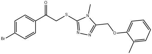 1-(4-bromophenyl)-2-({4-methyl-5-[(2-methylphenoxy)methyl]-4H-1,2,4-triazol-3-yl}sulfanyl)ethanone 구조식 이미지