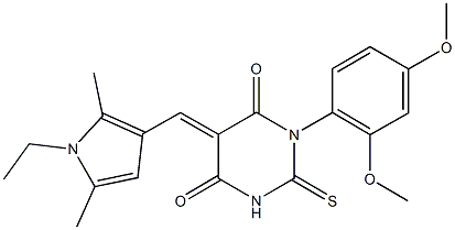 1-(2,4-dimethoxyphenyl)-5-[(1-ethyl-2,5-dimethyl-1H-pyrrol-3-yl)methylene]-2-thioxodihydro-4,6(1H,5H)-pyrimidinedione Structure