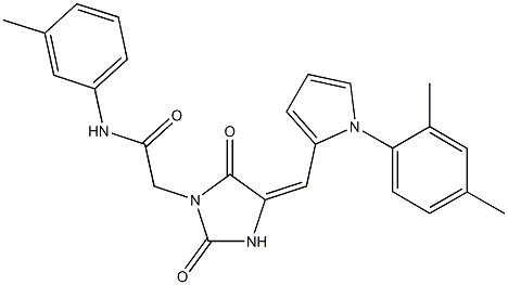 2-(4-{[1-(2,4-dimethylphenyl)-1H-pyrrol-2-yl]methylene}-2,5-dioxo-1-imidazolidinyl)-N-(3-methylphenyl)acetamide 구조식 이미지