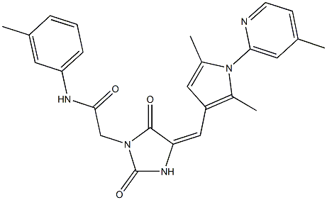 2-(4-{[2,5-dimethyl-1-(4-methyl-2-pyridinyl)-1H-pyrrol-3-yl]methylene}-2,5-dioxo-1-imidazolidinyl)-N-(3-methylphenyl)acetamide 구조식 이미지