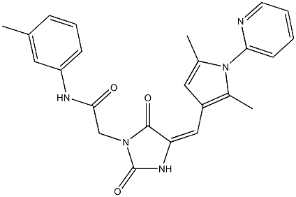 2-(4-{[2,5-dimethyl-1-(2-pyridinyl)-1H-pyrrol-3-yl]methylene}-2,5-dioxo-1-imidazolidinyl)-N-(3-methylphenyl)acetamide 구조식 이미지