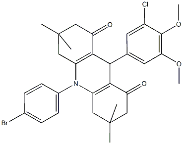10-(4-bromophenyl)-9-(3-chloro-4,5-dimethoxyphenyl)-3,3,6,6-tetramethyl-3,4,6,7,9,10-hexahydro-1,8(2H,5H)-acridinedione 구조식 이미지