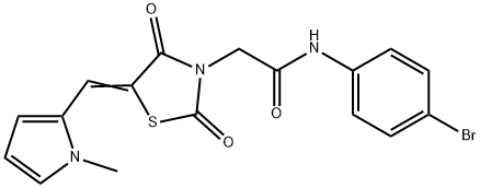 N-(4-bromophenyl)-2-{5-[(1-methyl-1H-pyrrol-2-yl)methylene]-2,4-dioxo-1,3-thiazolidin-3-yl}acetamide 구조식 이미지