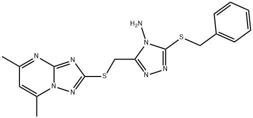 3-(benzylsulfanyl)-5-{[(5,7-dimethyl[1,2,4]triazolo[1,5-a]pyrimidin-2-yl)sulfanyl]methyl}-4H-1,2,4-triazol-4-ylamine Structure