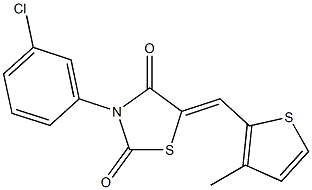 3-(3-chlorophenyl)-5-[(3-methyl-2-thienyl)methylene]-1,3-thiazolidine-2,4-dione Structure