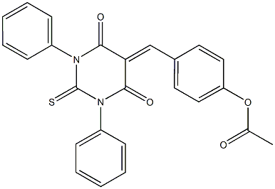 4-[(4,6-dioxo-1,3-diphenyl-2-thioxotetrahydro-5(2H)-pyrimidinylidene)methyl]phenyl acetate 구조식 이미지