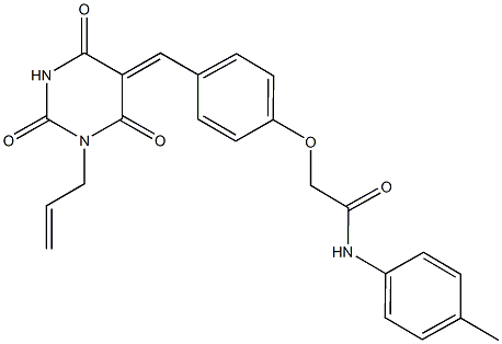 2-{4-[(1-allyl-2,4,6-trioxotetrahydro-5(2H)-pyrimidinylidene)methyl]phenoxy}-N-(4-methylphenyl)acetamide Structure