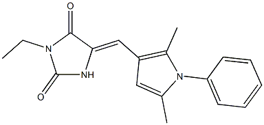 5-[(2,5-dimethyl-1-phenyl-1H-pyrrol-3-yl)methylene]-3-ethyl-2,4-imidazolidinedione Structure