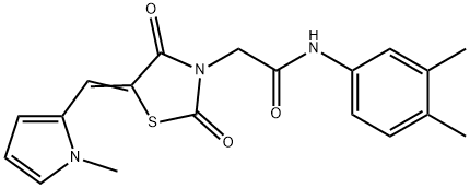 N-(3,4-dimethylphenyl)-2-{5-[(1-methyl-1H-pyrrol-2-yl)methylene]-2,4-dioxo-1,3-thiazolidin-3-yl}acetamide 구조식 이미지