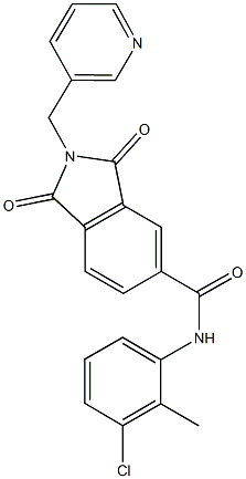 N-(3-chloro-2-methylphenyl)-1,3-dioxo-2-(3-pyridinylmethyl)-5-isoindolinecarboxamide 구조식 이미지