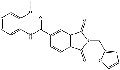 2-(2-furylmethyl)-N-(2-methoxyphenyl)-1,3-dioxo-5-isoindolinecarboxamide Structure