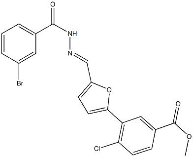 methyl 3-{5-[2-(3-bromobenzoyl)carbohydrazonoyl]-2-furyl}-4-chlorobenzoate 구조식 이미지