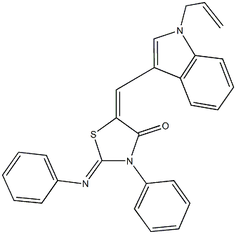 5-[(1-allyl-1H-indol-3-yl)methylene]-3-phenyl-2-(phenylimino)-1,3-thiazolidin-4-one 구조식 이미지