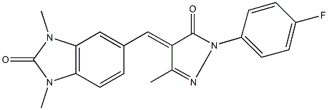 5-{[1-(4-fluorophenyl)-3-methyl-5-oxo-1,5-dihydro-4H-pyrazol-4-ylidene]methyl}-1,3-dimethyl-1,3-dihydro-2H-benzimidazol-2-one Structure