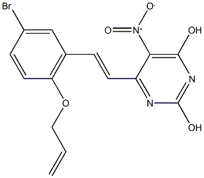 6-{2-[2-(allyloxy)-5-bromophenyl]vinyl}-5-nitro-2,4-pyrimidinediol Structure
