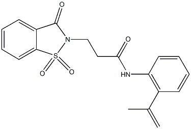3-(1,1-dioxido-3-oxo-1,2-benzisothiazol-2(3H)-yl)-N-(2-isopropenylphenyl)propanamide 구조식 이미지