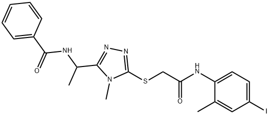 N-[1-(5-{[2-(4-iodo-2-methylanilino)-2-oxoethyl]sulfanyl}-4-methyl-4H-1,2,4-triazol-3-yl)ethyl]benzamide Structure