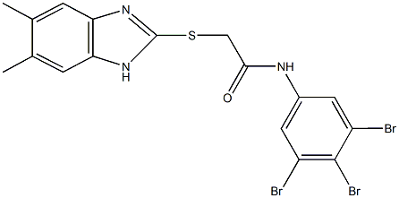 2-[(5,6-dimethyl-1H-benzimidazol-2-yl)sulfanyl]-N-(3,4,5-tribromophenyl)acetamide Structure