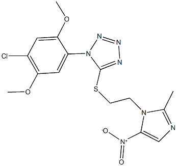 1-(4-chloro-2,5-dimethoxyphenyl)-5-[(2-{5-nitro-2-methyl-1H-imidazol-1-yl}ethyl)sulfanyl]-1H-tetraazole Structure