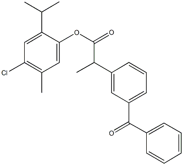 4-chloro-2-isopropyl-5-methylphenyl 2-(3-benzoylphenyl)propanoate 구조식 이미지