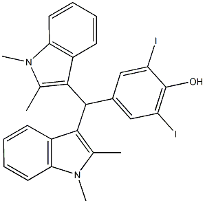 4-[bis(1,2-dimethyl-1H-indol-3-yl)methyl]-2,6-diiodophenol 구조식 이미지